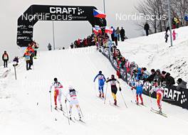 12.01.2013, Liberec, Czech Republic (CZE): l-r: Daria Gaiazova (CAN), Magdalena Pajala (SWE), Mona-Lisa Malvalehto (FIN), Hanna Kolb (GER), Natalia Matveeva (RUS), Perianne Jones (CAN) - FIS world cup cross-country, individual sprint, Liberec (CZE). www.nordicfocus.com. © Felgenhauer/NordicFocus. Every downloaded picture is fee-liable.