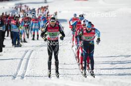 20.01.2013, La Clusaz, France (FRA): Dario Cologna (SUI), Fischer, Swix, Alpina, Rottefella, Odlo, Alexandr Malyshev (KAZ) - FIS world cup cross-country, 4x7.5km men, La Clusaz (FRA). www.nordicfocus.com. © Becker/NordicFocus. Every downloaded picture is fee-liable.