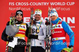 17.02.2013, Davos, Switzerland (SUI): l-r: Dario Cologna (SUI), Johan Olsson (SWE), Alexander Legkov (RUS) - FIS world cup cross-country, 15km men, Davos (SUI). www.nordicfocus.com. © Felgenhauer/NordicFocus. Every downloaded picture is fee-liable.