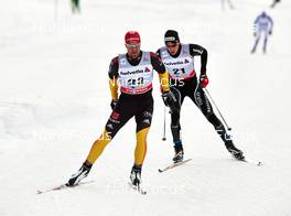 17.02.2013, Davos, Switzerland (SUI): l-r: Axel Teichmann (GER), Toni Livers (SUI) - FIS world cup cross-country, 15km men, Davos (SUI). www.nordicfocus.com. © Felgenhauer/NordicFocus. Every downloaded picture is fee-liable.