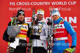 17.02.2013, Davos, Switzerland (SUI): l-r: Dario Cologna (SUI), Johan Olsson (SWE), Alexander Legkov (RUS) - FIS world cup cross-country, 15km men, Davos (SUI). www.nordicfocus.com. © Felgenhauer/NordicFocus. Every downloaded picture is fee-liable.
