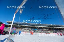 10.03.2013, Lahti, Finland (FIN): the autograph board at the start - FIS world cup cross-country, 15km men, Lahti (FIN). www.nordicfocus.com. © Laiho/NordicFocus. Every downloaded picture is fee-liable.