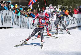09.03.2013, Lahti, Finland (FIN): Kikkan Randall (USA), Fischer, Swix, Salomon followed by Celine Brun-Lie (NOR), Fischer, Swix, Alpina, Rottefella - FIS world cup cross-country, individual sprint, Lahti (FIN). www.nordicfocus.com. © Laiho/NordicFocus. Every downloaded picture is fee-liable.