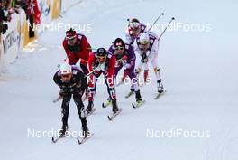 13.03.2013, Drammen, Norway (NOR): Kent Ove Clausen (NOR), Rossignol, Swix, Rottefella followed by Oeystein Pettersen (NOR), Rossignol, KV+, Rottefella, Swix and Yuichi Onda (JPN), Fischer, Swix, Rottefella - FIS world cup cross-country, individual sprint, Drammen (NOR). www.nordicfocus.com. © Laiho/NordicFocus. Every downloaded picture is fee-liable.