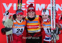 13.03.2013, Drammen, Norway (NOR): (l-r) Heidi Weng (NOR), Madshus, Swix, Alpina, Rottefella, Justyna Kowalczyk (POL), Fischer, Swix, Rottefella and Ingvild Flugstad Oestberg (NOR), Madshus, Swix, Alpina, Rottefella - FIS world cup cross-country, individual sprint, Drammen (NOR). www.nordicfocus.com. © Laiho/NordicFocus. Every downloaded picture is fee-liable.