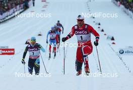 13.03.2013, Drammen, Norway (NOR): (l-r) Alexey Poltoranin (KAZ), Fischer, Swix, Rottefella and Petter Northug (NOR), Fischer, Swix, Alpina, Rottefella - FIS world cup cross-country, individual sprint, Drammen (NOR). www.nordicfocus.com. © Laiho/NordicFocus. Every downloaded picture is fee-liable.