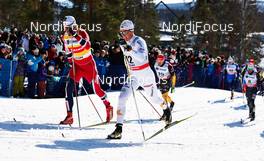 23.03.2013, Falun, Sweden (SWE): Petter Northug (NOR), Calle Halfvarsson (SWE), (l-r) - FIS world cup cross-country, mass men, Falun (SWE). www.nordicfocus.com. © Felgenhauer/NordicFocus. Every downloaded picture is fee-liable.