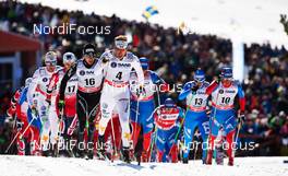 23.03.2013, Falun, Sweden (SWE): Martin Johnsrud Sundby (NOR), Dario Cologna (SUI), Emil Joensson (SWE), Dietmar Noeckler (ITA), Maxim Vylegzhanin (RUS), (l-r) - FIS world cup cross-country, mass men, Falun (SWE). www.nordicfocus.com. © Felgenhauer/NordicFocus. Every downloaded picture is fee-liable.