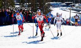 23.03.2013, Falun, Sweden (SWE): Evgeniy Belov (RUS), Paal Golberg (NOR), Daniel Richardsson (SWE), (l-r) - FIS world cup cross-country, mass men, Falun (SWE). www.nordicfocus.com. © Felgenhauer/NordicFocus. Every downloaded picture is fee-liable.