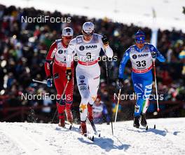 23.03.2013, Falun, Sweden (SWE): Tomas Northug (NOR), Teodor Peterson (SWE), Federico Pellegrino (ITA), (l-r) - FIS world cup cross-country, mass men, Falun (SWE). www.nordicfocus.com. © Felgenhauer/NordicFocus. Every downloaded picture is fee-liable.