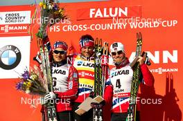24.03.2013, Falun, Sweden (SWE): Finn Haagen Krogh (NOR), Petter Northug (NOR), Martin Johnsrud Sundby (NOR), (l-r) - FIS world cup cross-country, pursuit men, Falun (SWE). www.nordicfocus.com. © Felgenhauer/NordicFocus. Every downloaded picture is fee-liable.