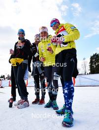 24.03.2013, Falun, Sweden (SWE): Denise Herrmann (GER), Nicole Fessel (GER), Holly Brooks (USA), Kikkan Randall (USA), (l-r) - FIS world cup cross-country, pursuit women, Falun (SWE). www.nordicfocus.com. © Felgenhauer/NordicFocus. Every downloaded picture is fee-liable.
