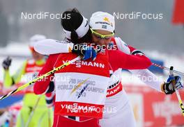 21.02.2013, Val di Fiemme, Italy (ITA): (l-r) Marit Bjoergen (NOR), Fischer, Swix, Rottefella and Ida Ingemarsdotter (SWE), Rossignol, One Way, Rottefella, Craft, Rudy Project  - FIS nordic world ski championships, cross-country, individual sprint, Val di Fiemme (ITA). www.nordicfocus.com. © Laiho/NordicFocus. Every downloaded picture is fee-liable.
