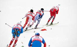 21.02.2013, Val di Fiemme, Italy (ITA): l-r: Dmitriy Japarov (RUS), Alex Harvey (CAN), Cyril Miranda (FRA), Ola Vigen Hattestad (NOR) - FIS nordic world ski championships, cross-country, individual sprint, Val di Fiemme (ITA). www.nordicfocus.com. © Felgenhauer/NordicFocus. Every downloaded picture is fee-liable.