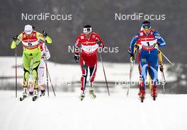 21.02.2013, Val di Fiemme, Italy (ITA): l-r:  Katja Visnar (SLO), Marit Bjoergen (NOR), Mona-Lisa Malvalehto (FIN) - FIS nordic world ski championships, cross-country, individual sprint, Val di Fiemme (ITA). www.nordicfocus.com. © Felgenhauer/NordicFocus. Every downloaded picture is fee-liable.