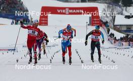 21.02.2013, Val di Fiemme, Italy (ITA): (l-r) Paal Golberg (NOR), Madshus, Swix, Alpina, Rottefella, Nikita Kriukov (RUS), Rossignol, Swix, Rottefella, Adidas and Nikolay Chebotko (KAZ), Fischer, Swix, Rottefella  - FIS nordic world ski championships, cross-country, individual sprint, Val di Fiemme (ITA). www.nordicfocus.com. © Laiho/NordicFocus. Every downloaded picture is fee-liable.