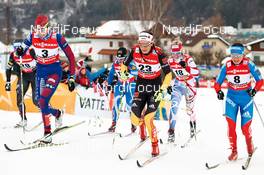21.02.2013, Val di Fiemme, Italy (ITA):  l-r: Alena Prochazkova (SVK), Nicole Fessel (GER), Aurore Jean (FRA), Evgenia Shapovalova (RUS) - FIS nordic world ski championships, cross-country, individual sprint, Val di Fiemme (ITA). www.nordicfocus.com. © Felgenhauer/NordicFocus. Every downloaded picture is fee-liable.