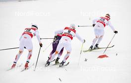 21.02.2013, Val di Fiemme, Italy (ITA): l-r: Teodor Peterson (SWE), Hiroyuki Miyazawa (JPN), Calle Halfvarsson (SWE), Jens Eriksson (SWE) - FIS nordic world ski championships, cross-country, individual sprint, Val di Fiemme (ITA). www.nordicfocus.com. © Felgenhauer/NordicFocus. Every downloaded picture is fee-liable.