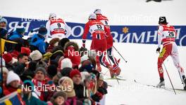 21.02.2013, Val di Fiemme, Italy (ITA): l-r: Calle Halfvarsson (SWE), Petter Northug (NOR), Eirik Brandsdal (NOR), Alex Harvey (CAN) - FIS nordic world ski championships, cross-country, individual sprint, Val di Fiemme (ITA). www.nordicfocus.com. © Felgenhauer/NordicFocus. Every downloaded picture is fee-liable.