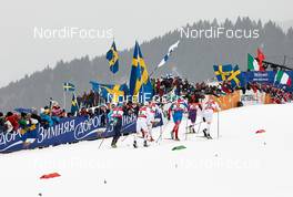 21.02.2013, Val di Fiemme, Italy (ITA): l-r: Alexey Poltoranin (KAZ), Calle Halfvarsson (SWE), Teodor Peterson (SWE), Alexander Panzhinskiy (RUS), Hiroyuki Miyazawa (JPN), Jens Eriksson (SWE) - FIS nordic world ski championships, cross-country, individual sprint, Val di Fiemme (ITA). www.nordicfocus.com. © Felgenhauer/NordicFocus. Every downloaded picture is fee-liable.