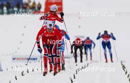 21.02.2013, Val di Fiemme, Italy (ITA):  Eirik Brandsdal (NOR), Fischer, Swix, Alpina, Rottefella followed by Petter Northug (NOR), Fischer, Swix, Alpina, Rottefella - FIS nordic world ski championships, cross-country, individual sprint, Val di Fiemme (ITA). www.nordicfocus.com. © Laiho/NordicFocus. Every downloaded picture is fee-liable.