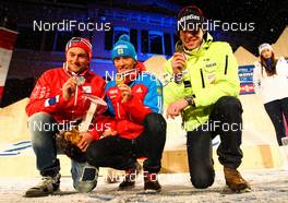 21.02.2013, Val di Fiemme, Italy (ITA):  (l-r) Petter Northug (NOR), Fischer, Swix, Alpina, Rottefella, Nikita Kriukov (RUS), Rossignol, Swix, Rottefella, Adidas and Alex Harvey (CAN), Fischer, Swix, Salomon, One Way  - FIS nordic world ski championships, cross-country, individual sprint, Val di Fiemme (ITA). www.nordicfocus.com. © Laiho/NordicFocus. Every downloaded picture is fee-liable.