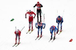 21.02.2013, Val di Fiemme, Italy (ITA): l-r:  Eirik Brandsdal (NOR), Petter Northug (NOR), Jovian Hediger (SUI), Federico Pellegrino (ITA) - FIS nordic world ski championships, cross-country, individual sprint, Val di Fiemme (ITA). www.nordicfocus.com. © Felgenhauer/NordicFocus. Every downloaded picture is fee-liable.