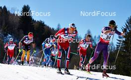 03.03.2013, Val di Fiemme, Italy (ITA): l-r: Petter Northug (NOR), Tobias Angerer (GER), Eldar Roenning (NOR), Sjur Roethe (NOR), Keishin Yoshida (JPN) - FIS nordic world ski championships, cross-country, mass men, Val di Fiemme (ITA). www.nordicfocus.com. © Felgenhauer/NordicFocus. Every downloaded picture is fee-liable.