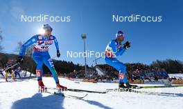 03.03.2013, Val di Fiemme, Italy (ITA): (l-r) Mattia Pellegrin (ITA), Fischer, Swix, Alpina, Rottefella and Valerio Checchi (ITA), Fischer, Swix - FIS nordic world ski championships, cross-country, mass men, Val di Fiemme (ITA). www.nordicfocus.com. © Laiho/NordicFocus. Every downloaded picture is fee-liable.
