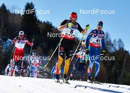 03.03.2013, Val di Fiemme, Italy (ITA): l-r: Petter Northug (NOR), Tobias Angerer (GER), Lari Lehtonen (FIN) - FIS nordic world ski championships, cross-country, mass men, Val di Fiemme (ITA). www.nordicfocus.com. © Felgenhauer/NordicFocus. Every downloaded picture is fee-liable.