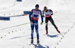 01.03.2013, Val di Fiemme, Italy (ITA): (l-r) Matti Heikkinen (FIN), Salomon, One Way, Craft and Remo Fischer (SUI), Fischer, KV+, Alpina, Rottefella, Odlo - FIS nordic world ski championships, cross-country, 4x10km men, Val di Fiemme (ITA). www.nordicfocus.com. © Laiho/NordicFocus. Every downloaded picture is fee-liable.