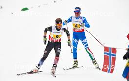 28.02.2013, Val di Fiemme, Italy (ITA): l-r: Elizabeth Stephen (USA), Debora Agreiter (ITA) - FIS nordic world ski championships, cross-country, 4x5km women, Val di Fiemme (ITA). www.nordicfocus.com. © Felgenhauer/NordicFocus. Every downloaded picture is fee-liable.
