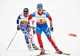 28.02.2013, Val di Fiemme, Italy (ITA): l-r: Anouk Faivre Picon (FRA), Mariya Guschina (RUS) - FIS nordic world ski championships, cross-country, 4x5km women, Val di Fiemme (ITA). www.nordicfocus.com. © Felgenhauer/NordicFocus. Every downloaded picture is fee-liable.