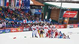 28.02.2013, Val di Fiemme, Italy (ITA): l-r: Triin Ojaste (EST), Daria Gaiazova (CAN), Nicole Fessel (GER), Ida Ingemarsdotter (SWE), Heidi Weng (NOR) - FIS nordic world ski championships, cross-country, 4x5km women, Val di Fiemme (ITA). www.nordicfocus.com. © Felgenhauer/NordicFocus. Every downloaded picture is fee-liable.