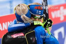 28.02.2013, Val di Fiemme, Italy (ITA):  (l-r) Riitta-Liisa Roponen (FIN), Fischer, Leki, Rottefella, Craft and Riikka Sarasoja-Lilja (FIN), Salomon, One Way, Craft - FIS nordic world ski championships, cross-country, 4x5km women, Val di Fiemme (ITA). www.nordicfocus.com. © Laiho/NordicFocus. Every downloaded picture is fee-liable.