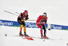 24.02.2013, Val di Fiemme, Italy (ITA): l-r: Hanna Kolb (GER), Ingvild Flugstad Oestberg (NOR) - FIS nordic world ski championships, cross-country, team sprint, Val di Fiemme (ITA). www.nordicfocus.com. © Felgenhauer/NordicFocus. Every downloaded picture is fee-liable.