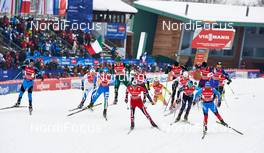 24.02.2013, Val di Fiemme, Italy (ITA): l-r:  Ruslan Perekhoda (UKR), Raido Rankel (EST), David Hofer (ITA), Paal Golberg (NOR), Andrew Pohl (NZL), Phillip Bellingham (AUS), Eligius Tambornino (SUI), Alexey Petukhov (RUS), Nikolay Chebotko (KAZ) - FIS nordic world ski championships, cross-country, team sprint, Val di Fiemme (ITA). www.nordicfocus.com. © Felgenhauer/NordicFocus. Every downloaded picture is fee-liable.