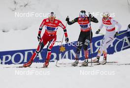 24.02.2013, Val di Fiemme, Italy (ITA): Maiken Caspersen Falla (NOR), Fischer, Swix, Alpina, Rottefella followed by Kikkan Randall (USA), Fischer, Swix, Salomon and Ida Ingemarsdotter (SWE), Rossignol, One Way, Rottefella, Craft, Rudy Project  - FIS nordic world ski championships, cross-country, team sprint, Val di Fiemme (ITA). www.nordicfocus.com. © Laiho/NordicFocus. Every downloaded picture is fee-liable.