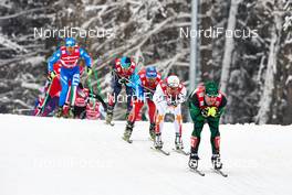 24.02.2013, Val di Fiemme, Italy (ITA): l-r:  David Hofer (ITA), Nikolay Chebotko (KAZ), Alexey Petukhov (RUS), Marcus Hellner (SWE), Phillip Bellingham (AUS) - FIS nordic world ski championships, cross-country, team sprint, Val di Fiemme (ITA). www.nordicfocus.com. © Felgenhauer/NordicFocus. Every downloaded picture is fee-liable.
