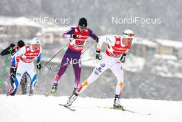 24.02.2013, Val di Fiemme, Italy (ITA): l-r: Raido Rankel (EST), Hiroyuki Miyazawa (JPN), Marcus Hellner (SWE) - FIS nordic world ski championships, cross-country, team sprint, Val di Fiemme (ITA). www.nordicfocus.com. © Felgenhauer/NordicFocus. Every downloaded picture is fee-liable.