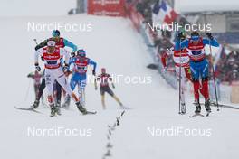 24.02.2013, Val di Fiemme, Italy (ITA):  (l-r) Emil Joensson (SWE), Fischer, Swix, Salomon, Craft and Nikita Kriukov (RUS), Rossignol, Swix, Rottefella, Adidas - FIS nordic world ski championships, cross-country, team sprint, Val di Fiemme (ITA). www.nordicfocus.com. © Laiho/NordicFocus. Every downloaded picture is fee-liable.
