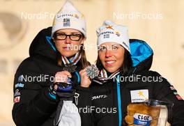 24.02.2013, Val di Fiemme, Italy (ITA):  (l-r) Ida Ingemarsdotter (SWE), Rossignol, One Way, Rottefella, Craft, Rudy Project and Charlotte Kalla (SWE), Fischer, Swix, Salomon, Craft - FIS nordic world ski championships, cross-country, team sprint, Val di Fiemme (ITA). www.nordicfocus.com. © Laiho/NordicFocus. Every downloaded picture is fee-liable.