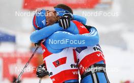 24.02.2013, Val di Fiemme, Italy (ITA): (l-r) Alexey Petukhov (RUS), Fischer, Swix, Rottefella, Adidas and Nikita Kriukov (RUS), Rossignol, Swix, Rottefella, Adidas  - FIS nordic world ski championships, cross-country, team sprint, Val di Fiemme (ITA). www.nordicfocus.com. © Laiho/NordicFocus. Every downloaded picture is fee-liable.