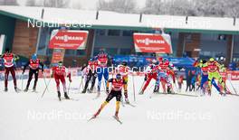 24.02.2013, Val di Fiemme, Italy (ITA): l-r: Harald Wurm (AUT), Anssi Pentsinen (FIN), Tim Tscharnke (GER), Devon Kershaw (CAN), Jean Marc Gaillard (FRA), - FIS nordic world ski championships, cross-country, team sprint, Val di Fiemme (ITA). www.nordicfocus.com. © Felgenhauer/NordicFocus. Every downloaded picture is fee-liable.