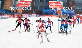 24.02.2013, Val di Fiemme, Italy (ITA): l-r: Eligius Tambornino (SUI), Hiroyuki Miyazawa (JPN), Paal Golberg (NOR), Marcus Hellner (SWE), David Hofer (ITA), Ruslan Perekhoda (UKR) - FIS nordic world ski championships, cross-country, team sprint, Val di Fiemme (ITA). www.nordicfocus.com. © Felgenhauer/NordicFocus. Every downloaded picture is fee-liable.