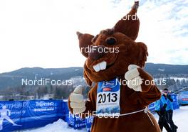 20.02.2013, Val di Fiemme, Italy (ITA): The mascot, Skiri  - FIS nordic world ski championships, cross-country, qualification 5km women, Val di Fiemme (ITA). www.nordicfocus.com. © Laiho/NordicFocus. Every downloaded picture is fee-liable.