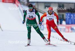 20.02.2013, Val di Fiemme, Italy (ITA): (l-r) Lescinska Grimmer (AUS) and Liping Guo (CHN) - FIS nordic world ski championships, cross-country, qualification 5km women, Val di Fiemme (ITA). www.nordicfocus.com. © Laiho/NordicFocus. Every downloaded picture is fee-liable.