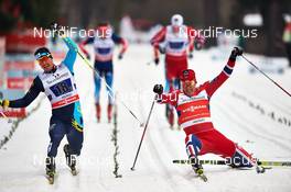22.12.2013, Asiago, Italy (ITA): Alexey Poltoranin (KAZ), Ola Vigen Hattestad (NOR), (l-r) - FIS world cup cross-country, team sprint, Asiago (ITA). www.nordicfocus.com. © Felgenhauer/NordicFocus. Every downloaded picture is fee-liable.