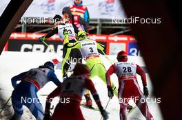 29.12.2013, Oberhof, Germany (GER): Aurore Jean (FRA), Alenka Cebasek (SLO), Sylwia Jaskowiec (POL), (l-r), passing stadium bridge - FIS world cup cross-country, tour de ski, individual sprint, Oberhof (GER). www.nordicfocus.com. © Felgenhauer/NordicFocus. Every downloaded picture is fee-liable.
