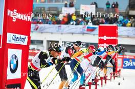 29.12.2013, Oberhof, Germany (GER): Robin Duvillard (FRA), Sebastian Eisenlauer (GER), Alexander Legkov (RUS), at the start - FIS world cup cross-country, tour de ski, individual sprint, Oberhof (GER). www.nordicfocus.com. © Felgenhauer/NordicFocus. Every downloaded picture is fee-liable.